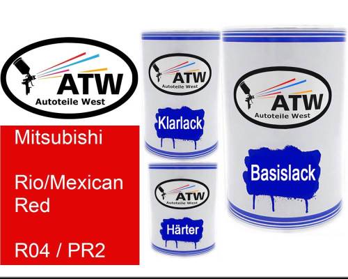Mitsubishi, Rio/Mexican Red, R04 / PR2: 500ml Lackdose + 500ml Klarlack + 250ml Härter - Set, von ATW Autoteile West.